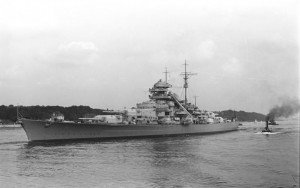 Nazi battleship Bismarck launched May 19, 1941.